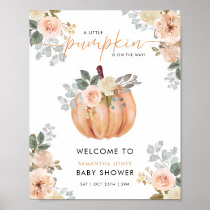 Póster Letrero de Bienvenida para Baby Shower Floral de C