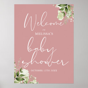 Póster Letrero de Bienvenida para Baby Shower Greenery Du