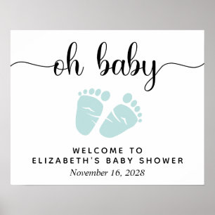 Póster Letrero de bienvenida para baby shower Oh Baby Min