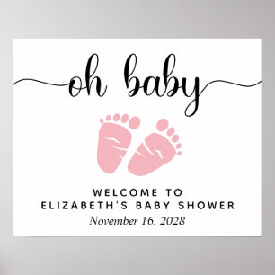 Póster Letrero de Bienvenida para Baby Shower Oh Baby Pin