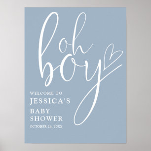 Póster Letrero de Bienvenida para Baby Shower Oh Niño Azu