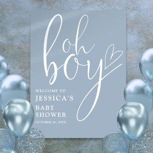 Póster Letrero de Bienvenida para Baby Shower Oh Niño Azu