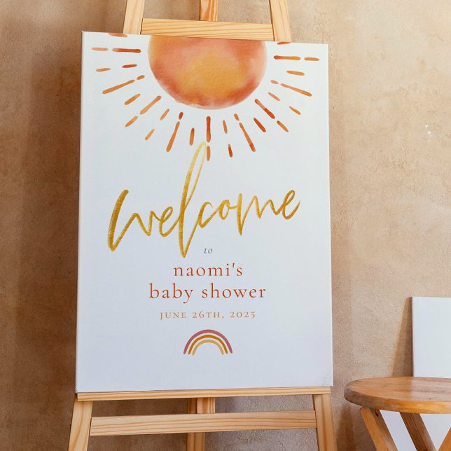 Póster Letrero de Bienvenida para Baby Shower Rayo de Sol (Subido por el creador)