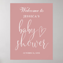 Letrero de bienvenida para baby shower rosa polvor
