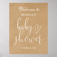 Letrero de bienvenida para baby shower rústico sin