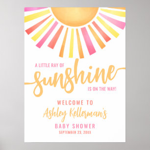 Póster Letrero de Bienvenida para Baby Shower Sunshine Ro