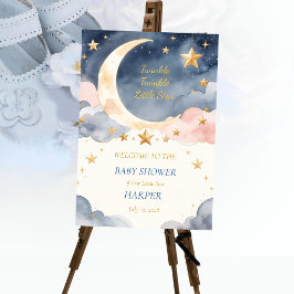 Póster Letrero de Bienvenida para Baby Shower Twinkle Lit