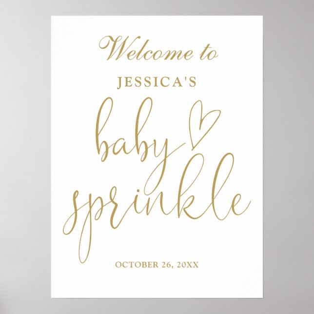 Póster Letrero de bienvenida para baby sprinkle con elega (Frente)