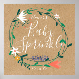 Póster Letrero de Bienvenida para Baby Sprinkle con Guirn
