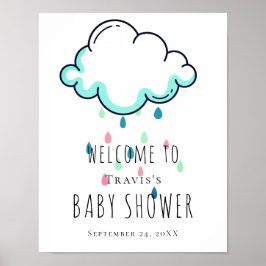 Póster Letrero de Bienvenida para Baby Sprinkle Nube de L