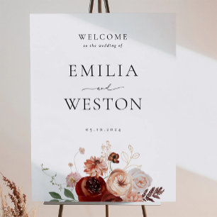 Póster Letrero de bienvenida para boda bohemio de otoño