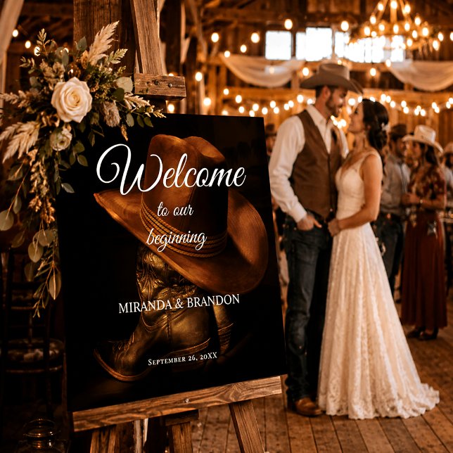 Póster Letrero de bienvenida para boda campestre con bota (Subido por el creador)