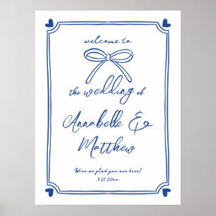 Póster Letrero de Bienvenida para Boda Caprichosa con Laz