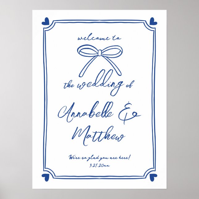 Póster Letrero de Bienvenida para Boda Caprichosa con Laz (Frente)