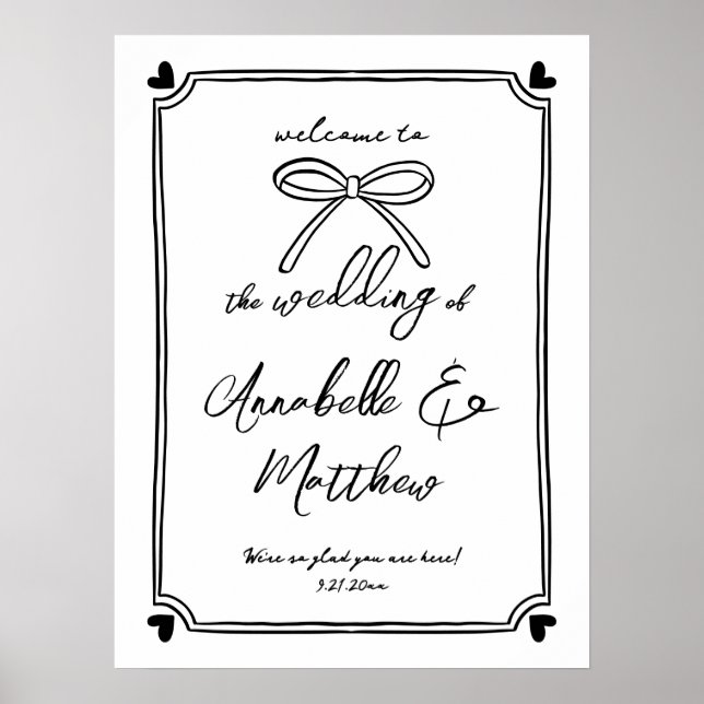 Póster Letrero de Bienvenida para Boda Caprichoso con Arc (Frente)