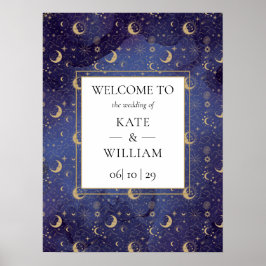 Póster Letrero de bienvenida para boda celestial mística