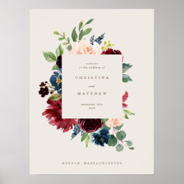 Póster Letrero de bienvenida para boda con elegancia otoñ