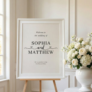 Póster Letrero de bienvenida para boda con escritura mini