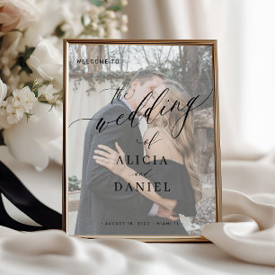Póster Letrero de bienvenida para boda con foto guion