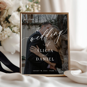 Póster Letrero de bienvenida para boda con foto guión