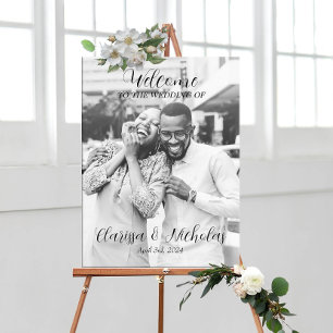 Póster Letrero de bienvenida para boda con foto totalment