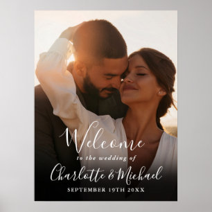 Póster Letrero de bienvenida para boda con foto y letra b