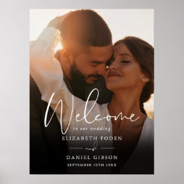 Póster Letrero de Bienvenida para Boda con Foto y Letra M