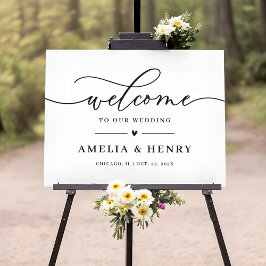 Póster Letrero de Bienvenida para Boda con Guión Simple M