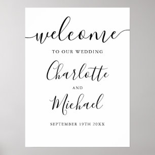 Póster Letrero de bienvenida para boda con letra script C