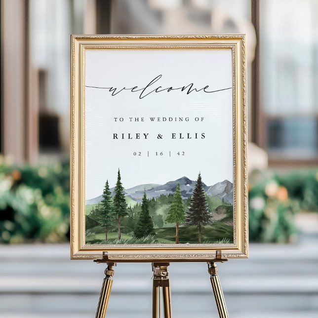 Póster Letrero de bienvenida para boda en bosque de monta (Subido por el creador)