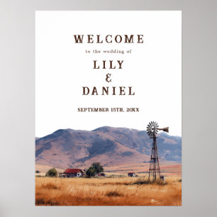 Póster Letrero de bienvenida para boda en montaña occiden