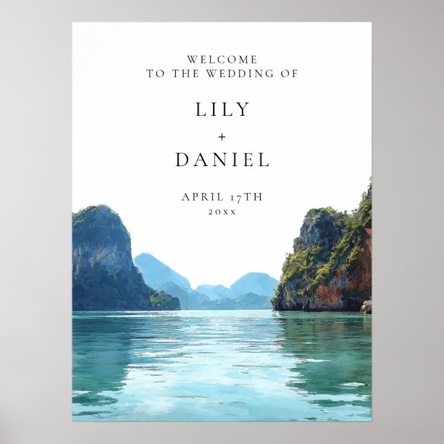 Póster Letrero de Bienvenida para Boda en Phuket Tailandi (Frente)