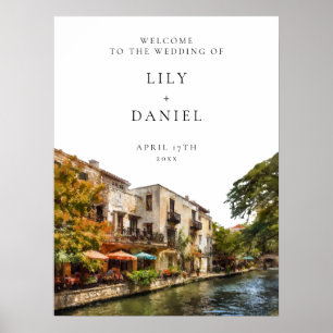 Póster Letrero de bienvenida para boda en San Antonio