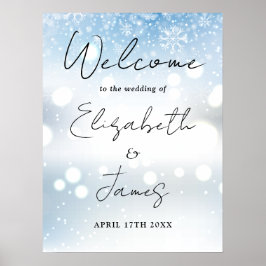 Póster Letrero de bienvenida para boda invernal con letra