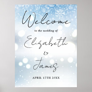Póster Letrero de bienvenida para boda invernal con letra