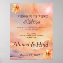 Letrero de Bienvenida para Boda Islámica | Floral