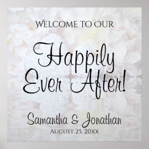 Póster Letrero de Bienvenida para Boda White Reflections