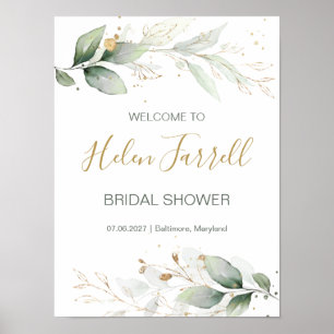 Póster Letrero de bienvenida para Bridal Shower con folla