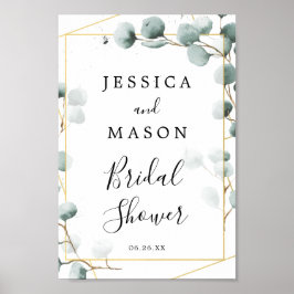 Póster Letrero de Bienvenida para Bridal Shower con Verde