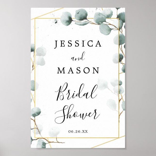 Póster Letrero de Bienvenida para Bridal Shower con Verde (Frente)