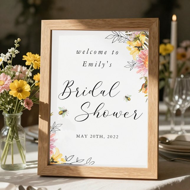 Póster Letrero de Bienvenida para Bridal Shower de Flores (Subido por el creador)