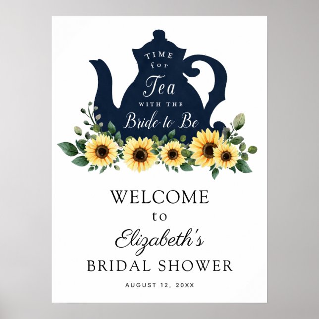 Póster Letrero de Bienvenida para Bridal Shower Sunflower (Frente)