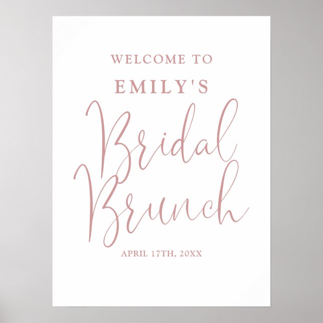 Póster Letrero de Bienvenida para Brunch Nupcial con Letr (Frente)