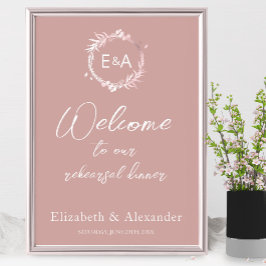 Póster Letrero de bienvenida para cena de ensayo en table