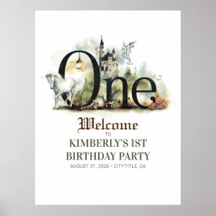 Póster Letrero de bienvenida para cumpleaños de cuento de