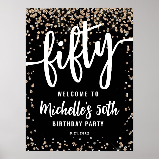 Póster Letrero de Bienvenida para Cumpleaños número 50 co (Frente)