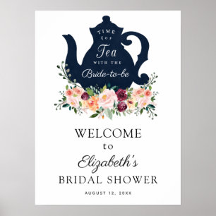 Póster Letrero de Bienvenida para Desayuno de Novia Tiemp