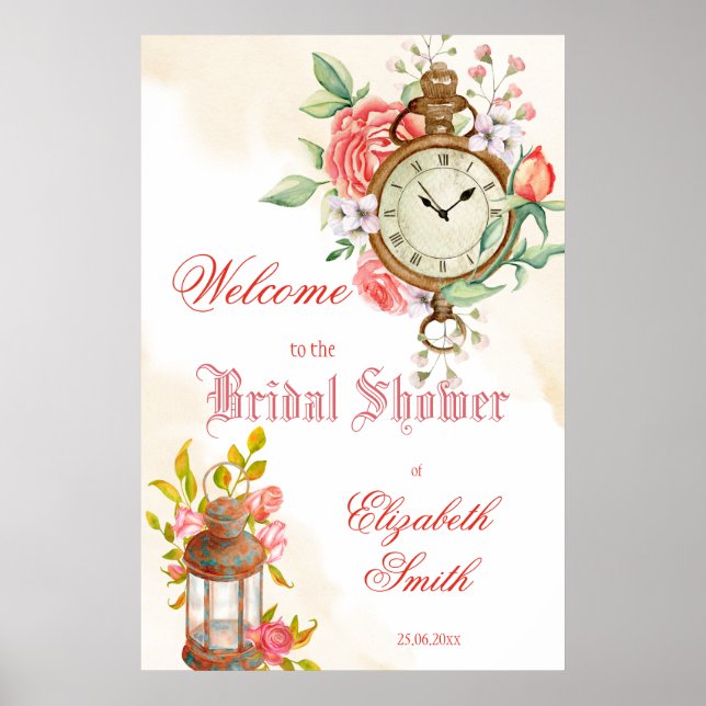 Póster Letrero de bienvenida para ducha de novia alrededo (Frente)
