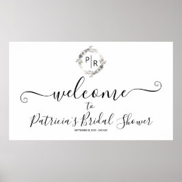 Póster Letrero de bienvenida para ducha de novia con flor