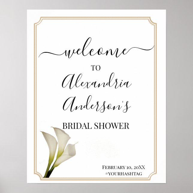 Póster Letrero de bienvenida para ducha de novia con foll (Frente)